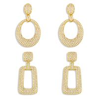 Brass Drop Earring, fashion jewelry & micro pave cubic zirconia, more colors for choice, Sold By Pair