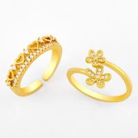 Brass Cuff Finger Ring fashion jewelry & micro pave cubic zirconia gold Sold By PC