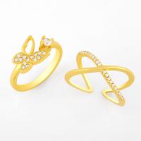 Žalvarinis Cuff Finger Ring, Bižuterijos & mikro nutiesti kubinių Zirconia, auksas, Pardavė PC