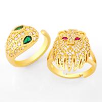 Sárgaréz Mandzsetta Finger Ring, divat ékszerek & mikro egyengetni cirkónia, arany, Által értékesített PC