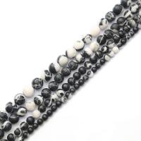 mexikanischer Jaspis Perle, rund, poliert, DIY & verschiedene Größen vorhanden, weiß und schwarz, verkauft von Strang