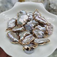 Freshwater Pearl Pendants with Brass irregular gold color plated DIY nickel lead & cadmium free 12-15mm Sold By PC