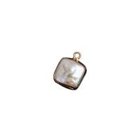 Freshwater Pearl Pendants, with Brass, irregular, gold color plated, DIY, white, nickel, lead & cadmium free, 11-12mm, Sold By PC