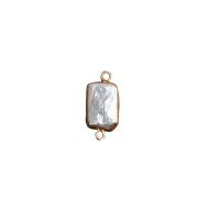 Mässing smycken Connector, Freshwater Pearl, med Mässing, Oregelbunden, guldfärg pläterade, DIY, vit, nickel, bly och kadmium gratis, 8x14mm, Säljs av PC