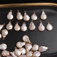 Freshwater Pearl Pendants with Brass irregular gold color plated DIY white nickel lead & cadmium free 12mm Sold By Bag