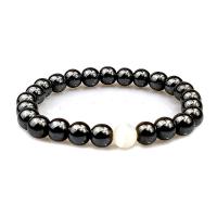 Magnetic Jewelry Bracelet, Hematite, with Cats Eye, fashion jewelry & elastic & DIY, black, 190x8mm, Sold Per Approx 7.5 Inch Strand