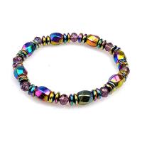 Magnetiske smykker Armbånd, Hæmatit, mode smykker & elastisk & du kan DIY, flerfarvede, 190x8mm, Solgt Per Ca. 7.5 inch Strand