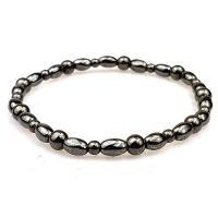 Hématite bracelet, avec Seedbead, bijoux de mode & élastique & DIY, noire, 190x6mm, Vendu par Environ 7.5 pouce brin