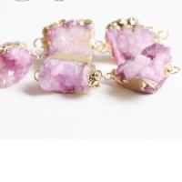 Ice Quartz Agate Connetor, fashion jewelry & DIY, more colors for choice, 22x19mm, Sold By PC