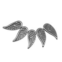 Stainless Steel Jewelry Cabochon, Wing Shape, silver color plated, 18x7x2mm, Approx 1000PCs/Bag, Sold By Bag