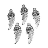 Stainless Steel Pendants, Wing Shape, silver color plated, 32x12x4mm, Approx 100PCs/Bag, Sold By Bag