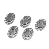 Roestvrij staal Connector Cabochon Setting, ellips, silver plated, 15x12x2mm, Ca 100pC's/Bag, Verkocht door Bag