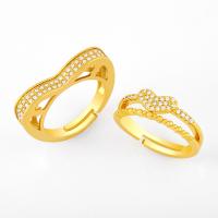 Cúbicos Circonia Micro Pave anillo de latón, metal, micro arcilla de zirconia cúbica, dorado, 4x6mm, Vendido por UD