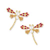 Cubic Zirconia Micro Pave Brass Earring Insect plated mixed colors Sold By Pair