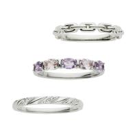 925 Sterling Silver Finger Rings, with Amethyst & Citrine & Garnet, plated, 3 pieces, more colors for choice, 15.70mm, Sold By PC