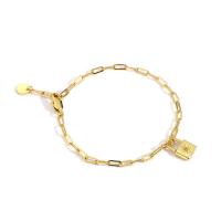 Messing Armbanden, gold plated, voor vrouw & met strass, 8.50x13mm, Per verkocht Ca 7.48 inch Strand