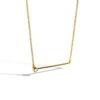 Brass Necklace, with 1.96 inch extender chain, gold color plated, for woman & with rhinestone, 30x4mm, Sold Per Approx 15.74 Inch Strand