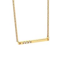 Messing halskettingen, met 1.96 inch extender keten, gold plated, voor vrouw & met strass, 29.50x2.50mm, Per verkocht Ca 17.71 inch Strand