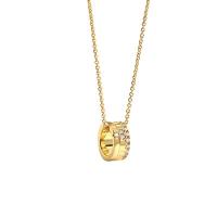Cubic Zircon Micro Pave Brass Necklace, with 1.96 inch extender chain, gold color plated, micro pave cubic zirconia & for woman, 5.70x12mm, Sold Per Approx 17.71 Inch Strand