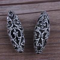 Tibetan Style Hollow Beads, plated, fashion jewelry, silver color, 35mm*12mm, Sold By PC