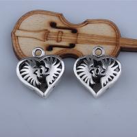 Tibetan Style Heart Pendants, plated, DIY, silver color, 22mm*20mm, Sold By PC