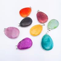 Agate Jewelry Pendants, Crackle Agate, with Brass, Teardrop, DIY, more colors for choice, 30x52mm, 5PCs/Bag, Sold By Bag