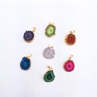 Quartz Gemstone Pendants, with Tibetan Style, irregular, gold color plated, DIY, more colors for choice, nickel, lead & cadmium free, 23x30mm, 5PCs/Bag, Sold By Bag