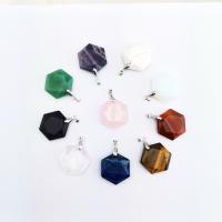 Gemstone Pendants Jewelry Natural Stone with Zinc Alloy DIY nickel lead & cadmium free Sold By Bag