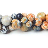 Achat Perlen, Feuerachat, rund, poliert, DIY & verschiedene Größen vorhanden, verkauft von Strang