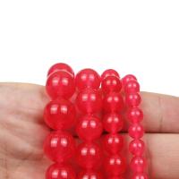 Rosen-Chalcedon Perle, rund, poliert, DIY & verschiedene Größen vorhanden, rot, verkauft von Strang