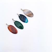 Lace Agate Pendants, with Tibetan Style, Oval, DIY, more colors for choice, 22x52mm, 5PCs/Bag, Sold By Bag