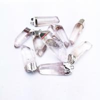 Pendentifs quartz naturel, quartz clair, avec alliage de zinc, Irrégulière, Placage, DIY & unisexe, blanc, protéger l'environnement, sans nickel, plomb et cadmium, 16x42mm, 5PC/sac, Vendu par sac