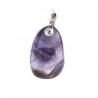 Amethyst Pendant with Zinc Alloy plated DIY purple nickel lead & cadmium free Sold By Bag