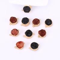 Ice Quartz Agate Connetor with Zinc Alloy gold color plated DIY nickel lead & cadmium free Sold By Bag