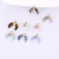 Gemstone Pendants Jewelry Natural Stone with Zinc Alloy gold color plated DIY nickel lead & cadmium free Sold By PC