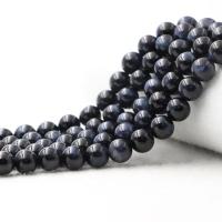 Tigerauge Perlen, rund, poliert, DIY & verschiedene Größen vorhanden, tiefblau, verkauft von Strang