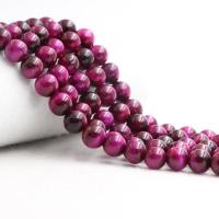 Tiger Eye Beads, Runde, poleret, du kan DIY & forskellig størrelse for valg, fuchsia, Solgt af Strand