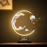 Backflow Incense Burner, Porcelain, plated, for home and office & durable & with LED light & different styles for choice, more colors for choice, 330x100x438mm, Sold By PC