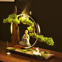 Backflow Incense Burner, Porcelain, plated, for home and office & durable & with LED light & different styles for choice, more colors for choice, 398x120x362mm, Sold By PC