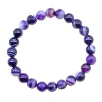 Agate Jewelry Bracelet, Purple Agate, Round, fashion jewelry & DIY, purple camouflage, 155x8mm, Sold Per Approx 6.1 Inch Strand