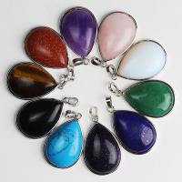 Gemstone Pendants Jewelry Brass with Natural Stone plated fashion jewelry & DIY & for woman 40*25*8mm Sold By PC