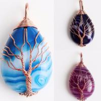 Agate Jewelry Pendants, Brass, with Agate, fashion jewelry & DIY & for woman, more colors for choice, 25*45mm, Sold By PC