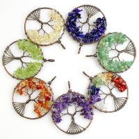 Tree Of Life Pendants, Brass, with Natural Stone, fashion jewelry & DIY & for woman, more colors for choice, 50mm, Sold By PC