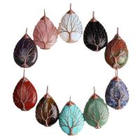 Gemstone Pendants Jewelry, Brass, with Natural Stone, fashion jewelry & DIY & for woman, more colors for choice, 31.52mm, Sold By PC