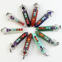Gemstone Pendants Jewelry, Brass, with Natural Stone, fashion jewelry & DIY & for woman, more colors for choice, 90*15mm, Sold By PC