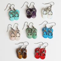 Gemstone Oorbellen, Messing, met Natuursteen, mode sieraden & DIY & voor vrouw, meer kleuren voor de keuze, 12*33mm, Verkocht door pair