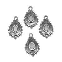 Stainless Steel Pendant Setting, Ellipse, silver color plated, 22x14x3mm, Approx 100PCs/Bag, Sold By Bag