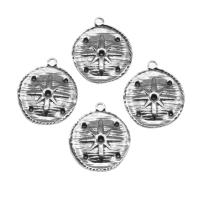 Stainless Steel Pendant Setting, Round, silver color plated, 21x18x2mm, Approx 100PCs/Bag, Sold By Bag