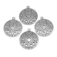 Stainless Steel Pendant Setting, Round, silver color plated, 44x38x4mm, Approx 100PCs/Bag, Sold By Bag