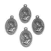 Stainless Steel Pendants, Ellipse, silver color plated, 24x14x3mm, Approx 100PCs/Bag, Sold By Bag